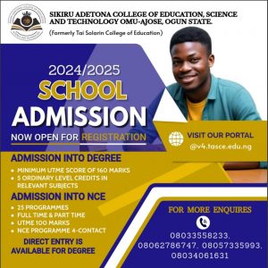 The link below takes prospective applicants directly to the Application Form Portal: https://v4.tasce.edu.ng/admission/apply 